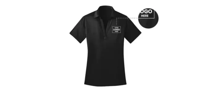 black customized port authority k110 polo shirt