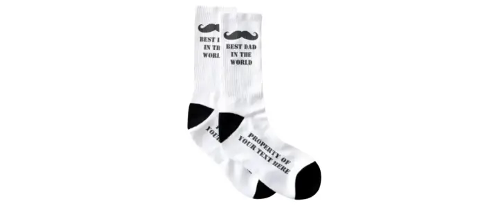 customized father's socks with a mustache design