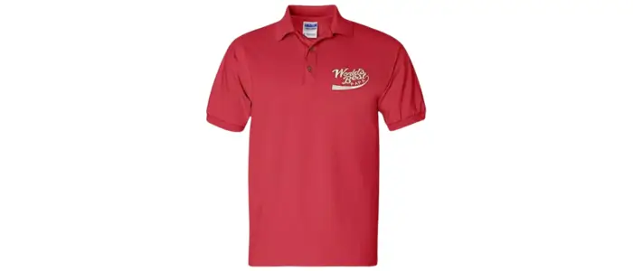 embroidered red polo shirt with logo