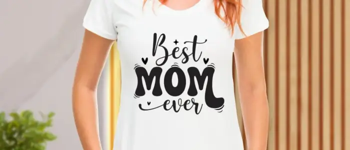 a woman wearing a customized shirt for mother’s day