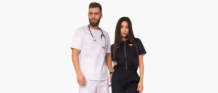 man and woman wear stylish scrubs
