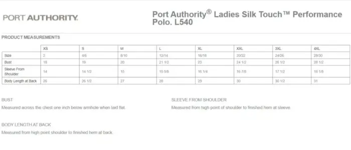 size chart of port authority l540