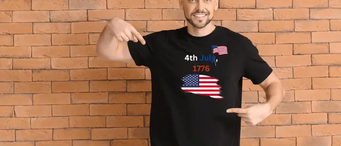 Man wear american flag t-shirt