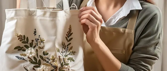 embroidery design on tote bag