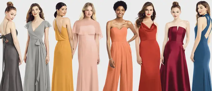 eight women in princess line tops with different colours and style 