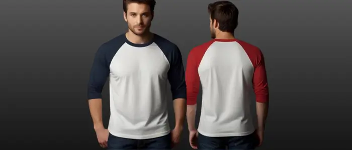 Two men in red and white raglan shirts