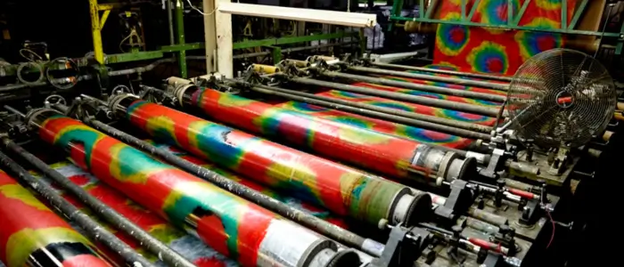 rotary screen printing machine creating vibrant fabric designs