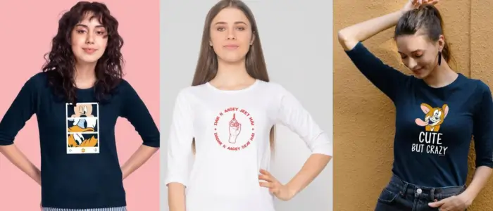 group of women in ¾ sleeve tees 