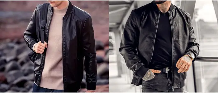 two man in a black bomber jacket