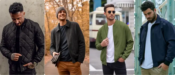 men's wearing bomber jackets for different occasions