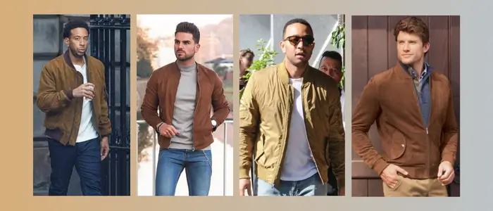 people in brown bomber jackets for different occasions
