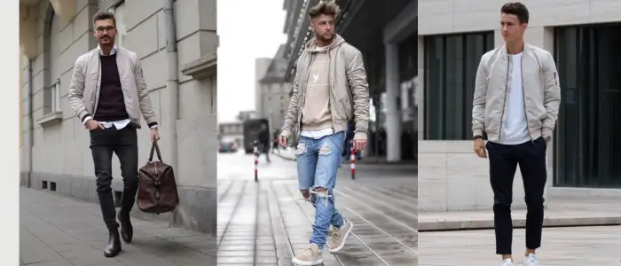 people in gray bomber jacket into different styles