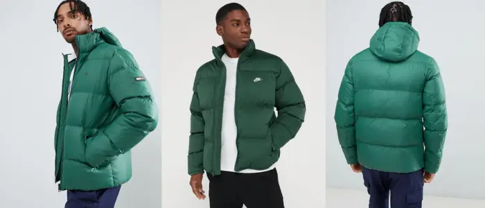 green puffer jacket