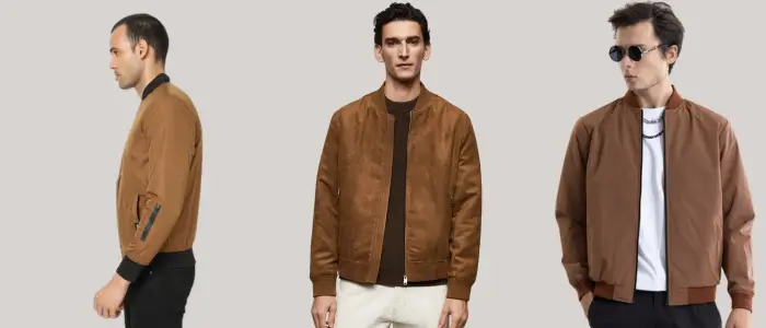 three man in a brown bomber jacket