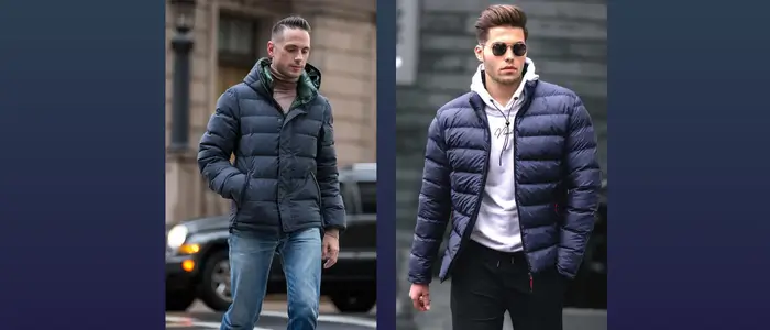 two men in business puffer jackets 