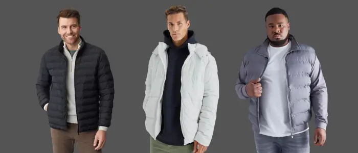 two men in puffer jackets with perfect look