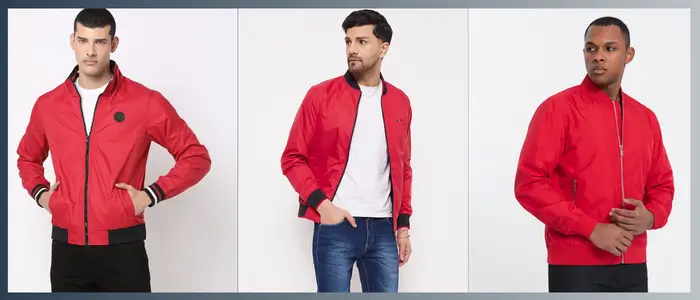 men's wearing red bomber jackets for different occasion