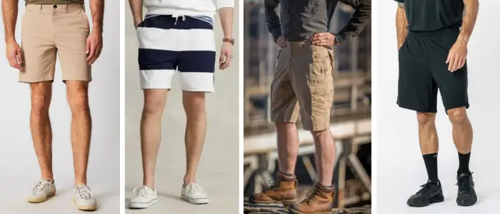 men wearing different types of shorts