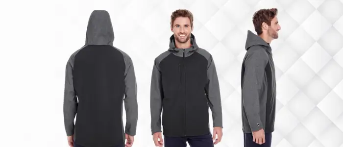 men wearing black holloway 229357 raider softshell jacket