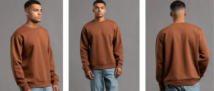 men wearing brown crewneck sweatshirt