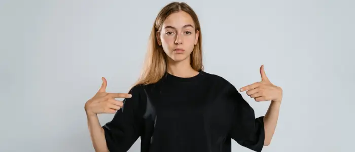 women wearing black crew neck t-shirt