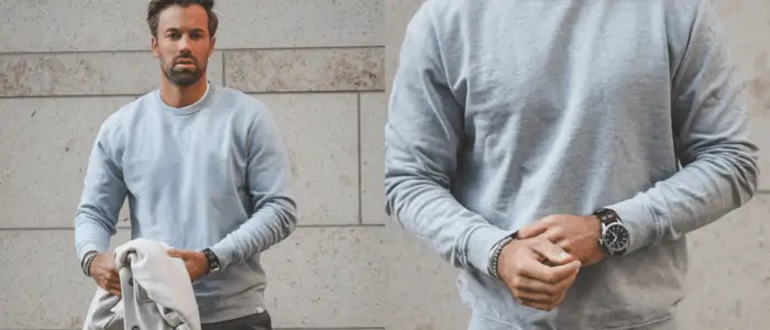 men wearing grey crewneck sweatshirts