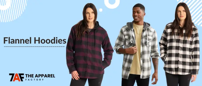 men and women wearing flannel hoodies