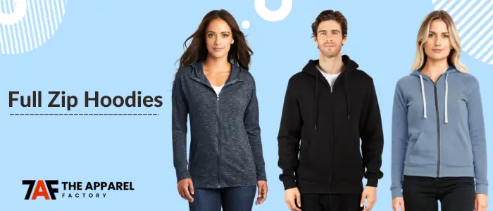 men and women in full zip hoodies