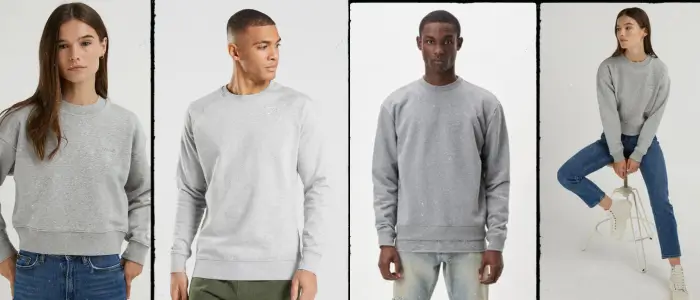 people wearing grey crewneck sweatshirt