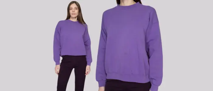 women in purple crewneck sweatshirt