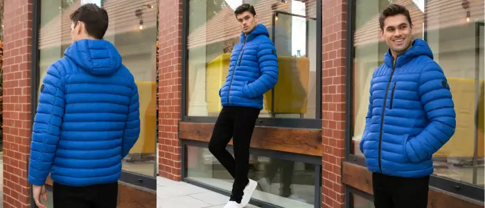 men in blue puffer jacket