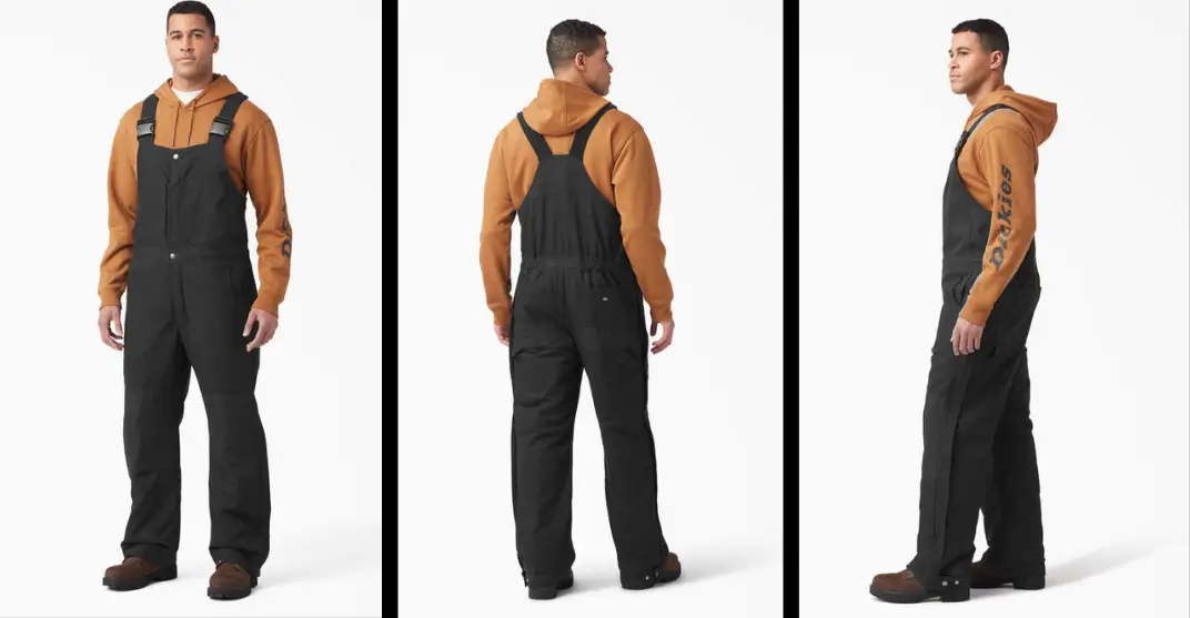 men in insulated bib overalls