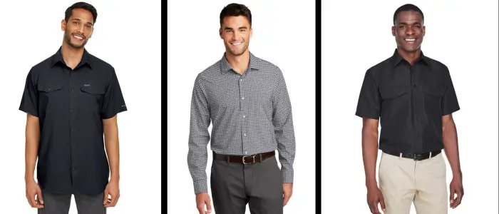 men's wearing performance shirts