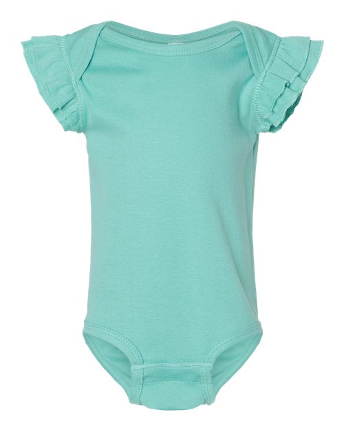 Rabbit Skins 4439 Infant Flutter Sleeve Baby Rib Bodysuit