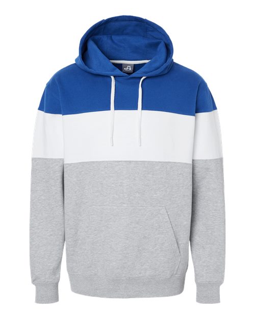 J. America 8644 Varsity Fleece Colorblocked Hooded Sweatshirt