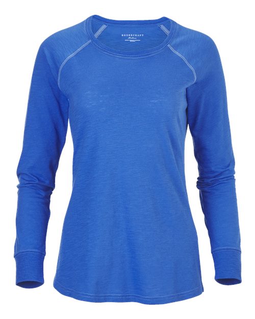 Boxercraft BW3166 Women's Solid Preppy Patch Long Sleeve T-Shirt