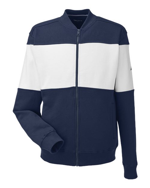 Nautica N17928 Anchor Fleece Colorblocked Bomber Jacket