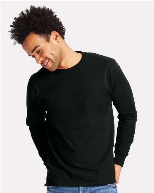 Hanes 5596 Authentic Long Sleeve Pocket T-Shirt