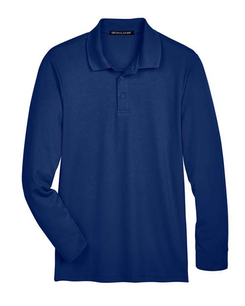 Devon & Jones DG20L CrownLux Performance® Plaited Long Sleeve Polo