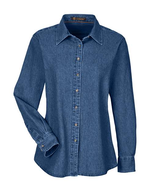Harriton M550W Women's Long Sleeve Denim Shirt
