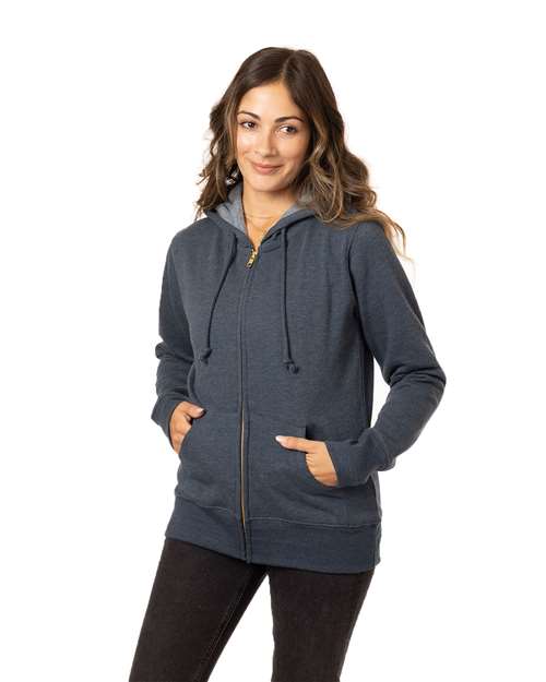 Econscious EC4580 Women's Heathered Full-Zip Hooded Sweatshirt
