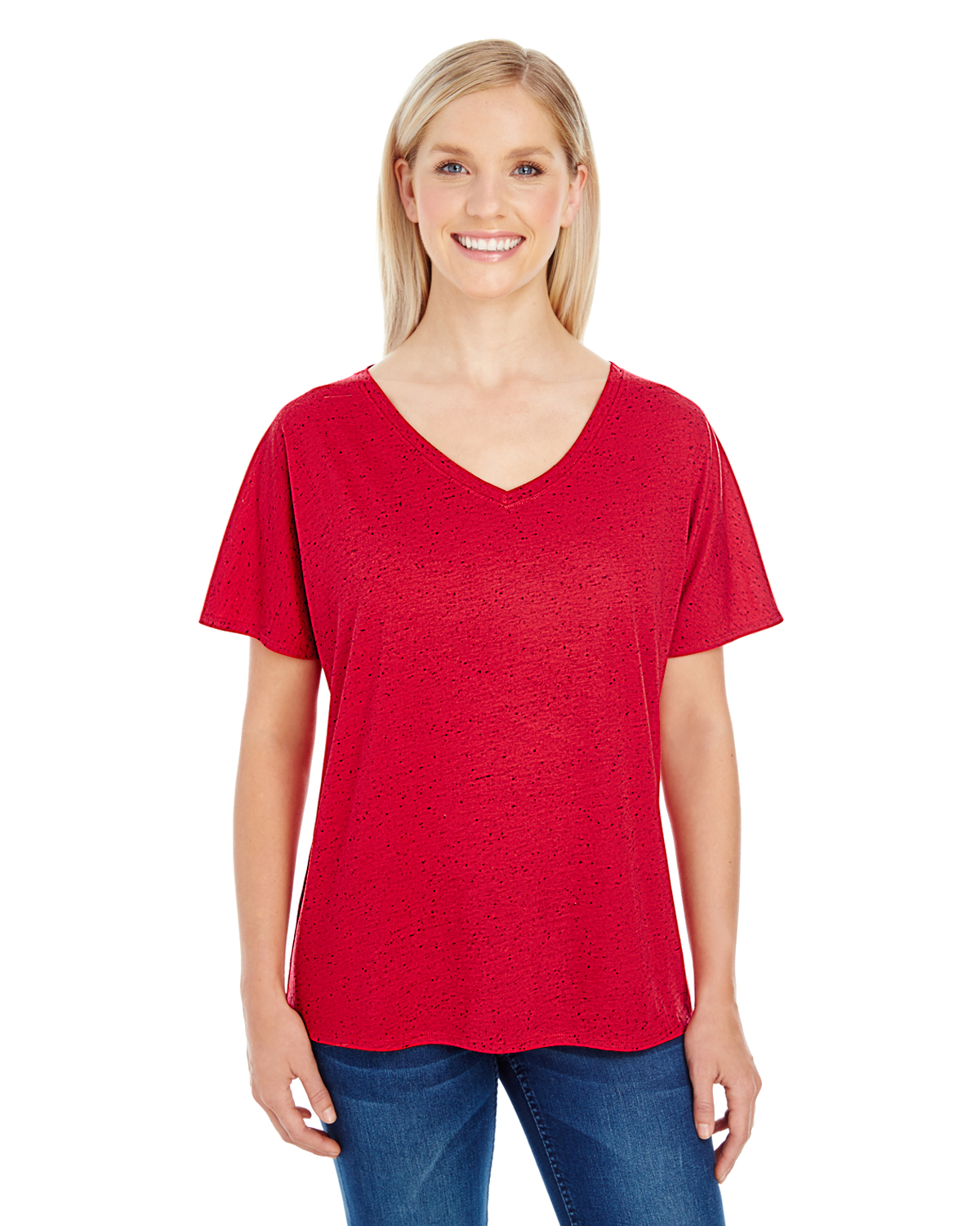 Threadfast Apparel 203FV Women's Triblend Fleck Short-Sleeve V-Neck T-Shirt