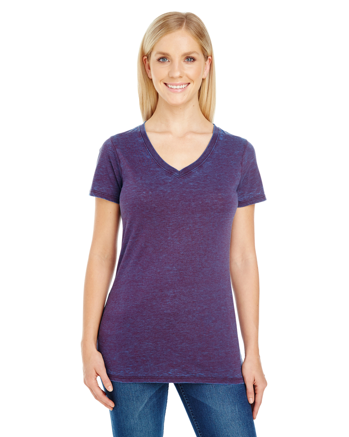 Threadfast Apparel 215B Women's Cross Dye Short-Sleeve V-Neck T-Shirt