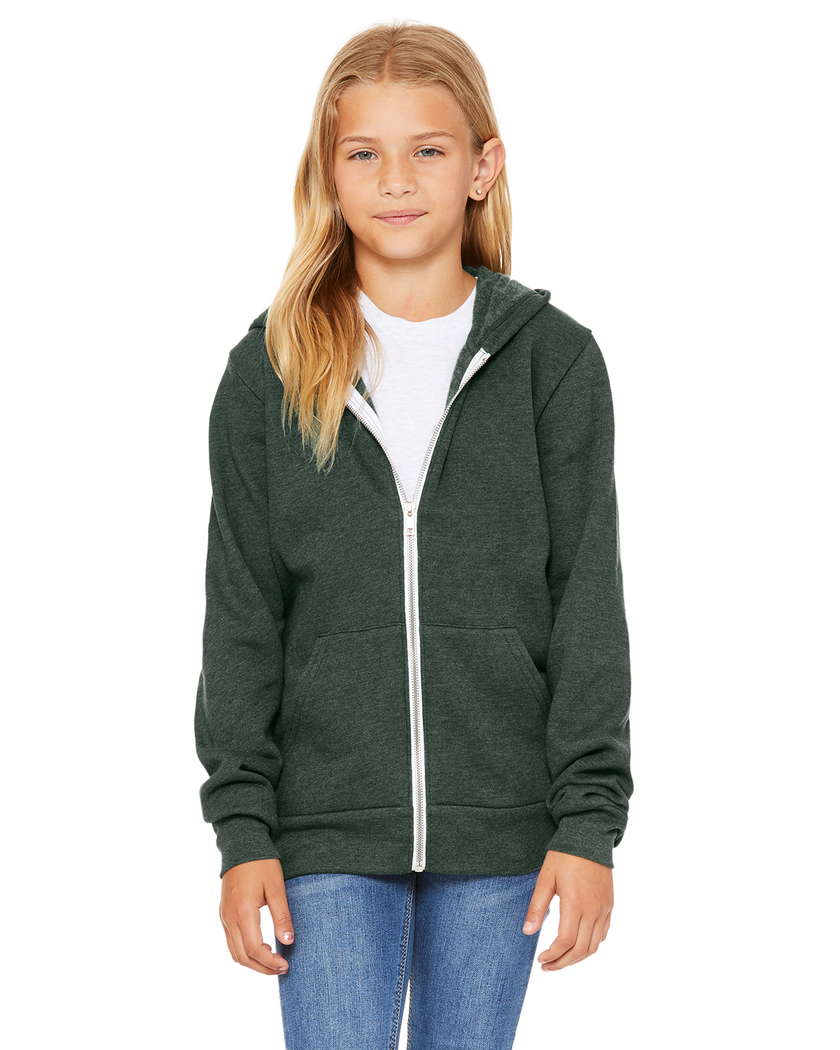 Bella + Canvas 3739Y Youth Sponge Fleece Full-Zip Hooded Sweatshirt