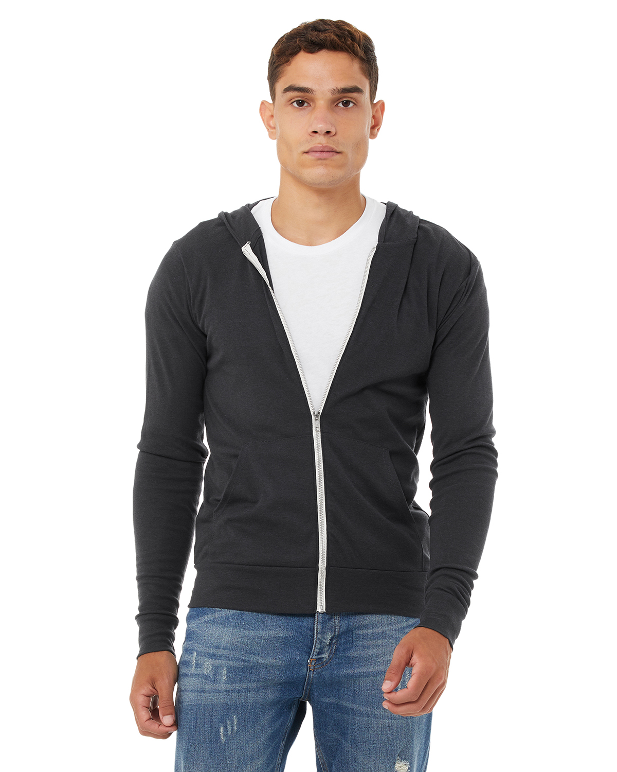Bella + Canvas 3939 Unisex Triblend Full-Zip Lightweight Hoodie