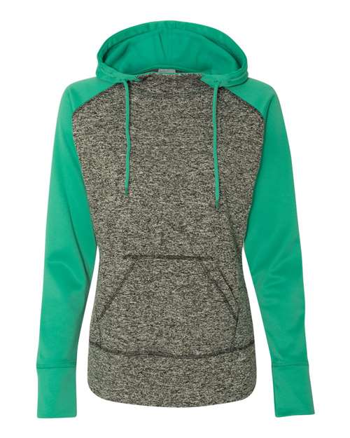 J. America 8618 Women's Colorblocked Cosmic Fleece Hooded Sweatshirt