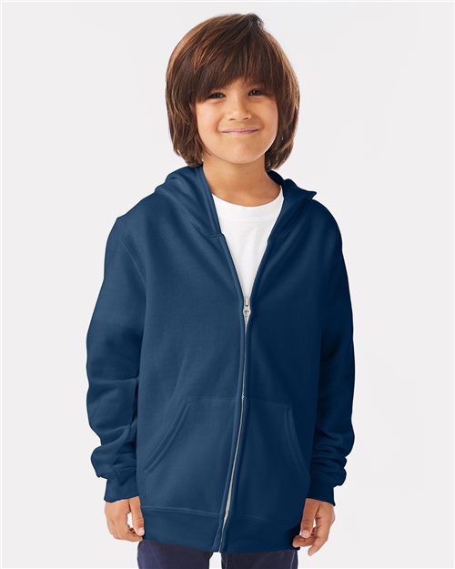 Hanes P480 EcoSmart Youth Full-Zip Hooded Sweatshirt