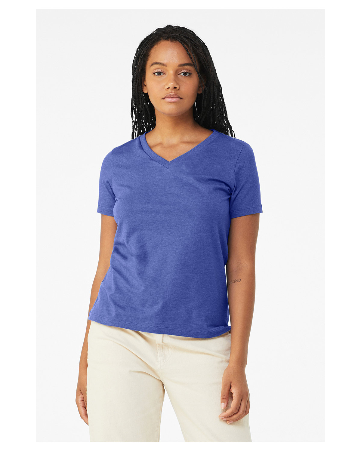 Bella + Canvas 6405CVC Women's Relaxed Heather CVC Jersey V-Neck T-Shirt