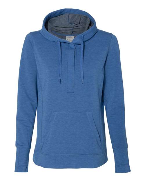 J. America 8431 Women's Omega Stretch Snap-Placket Hooded Pullover