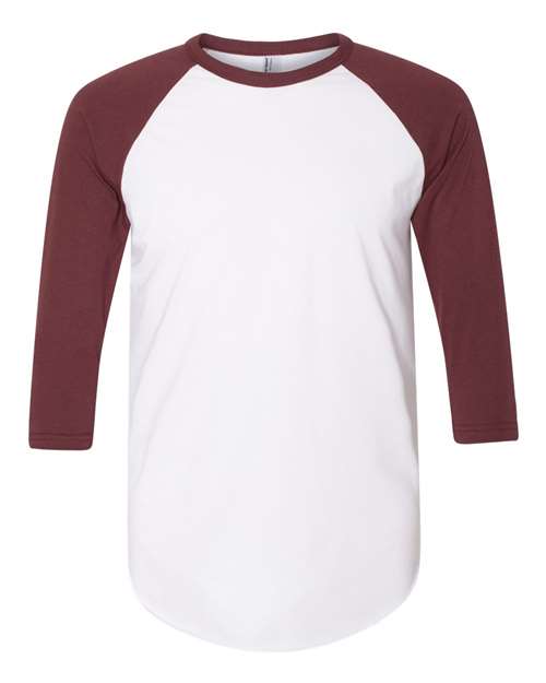American Apparel BB453W 50/50 Raglan Three-Quarter Sleeve Tee